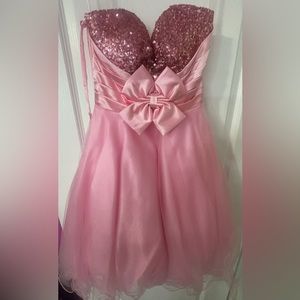 B Dazzle Pink Puffer Homecoming Dress